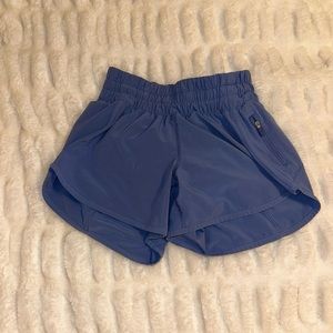 RARE blue lululemon Track That high rise  3” shorts (size 4)